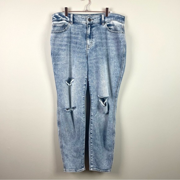 Lane Bryant High Rise Skinny Jean Curvy Fit Acid Wash Distressed Size 16 - Picture 1 of 16